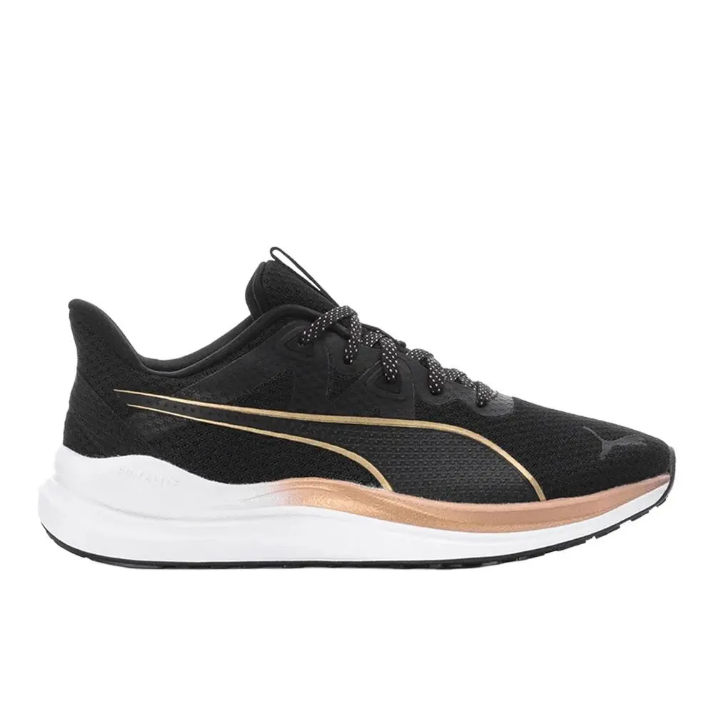 Puma Reflect Lite Molten Metal Wide Running Womens Black Sneakers Athletic Shoe