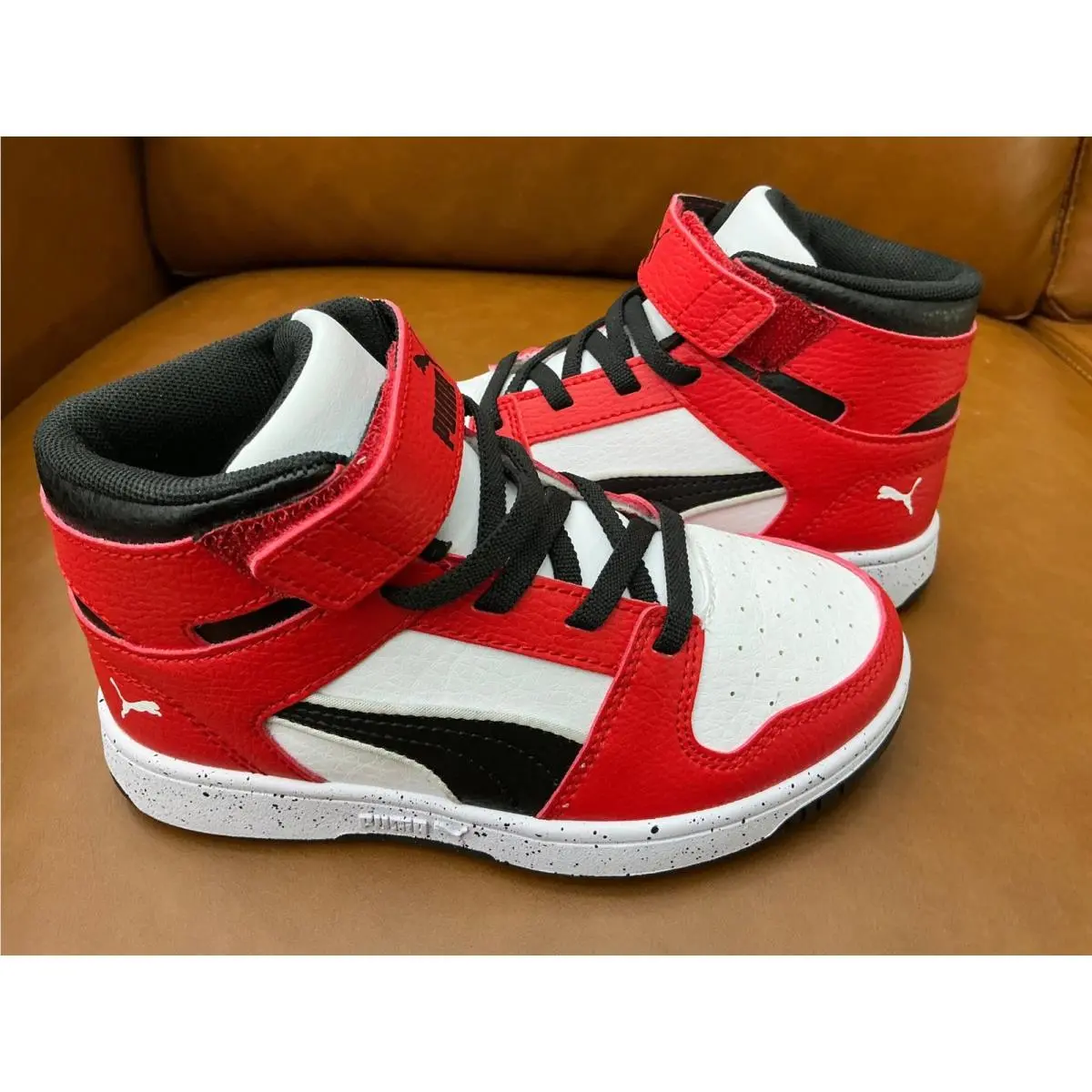 Puma Rebound Layup Rcl Elvtd V PS Kids 12C Red White Black Excellent High Top