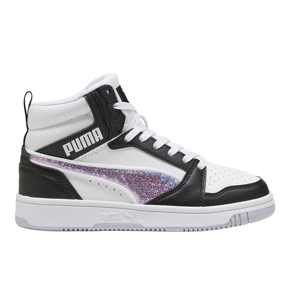 Puma Rebound V6 Mid Sequins Lace Up Youth Girls Size 6.5 M Sneakers Casual Shoe