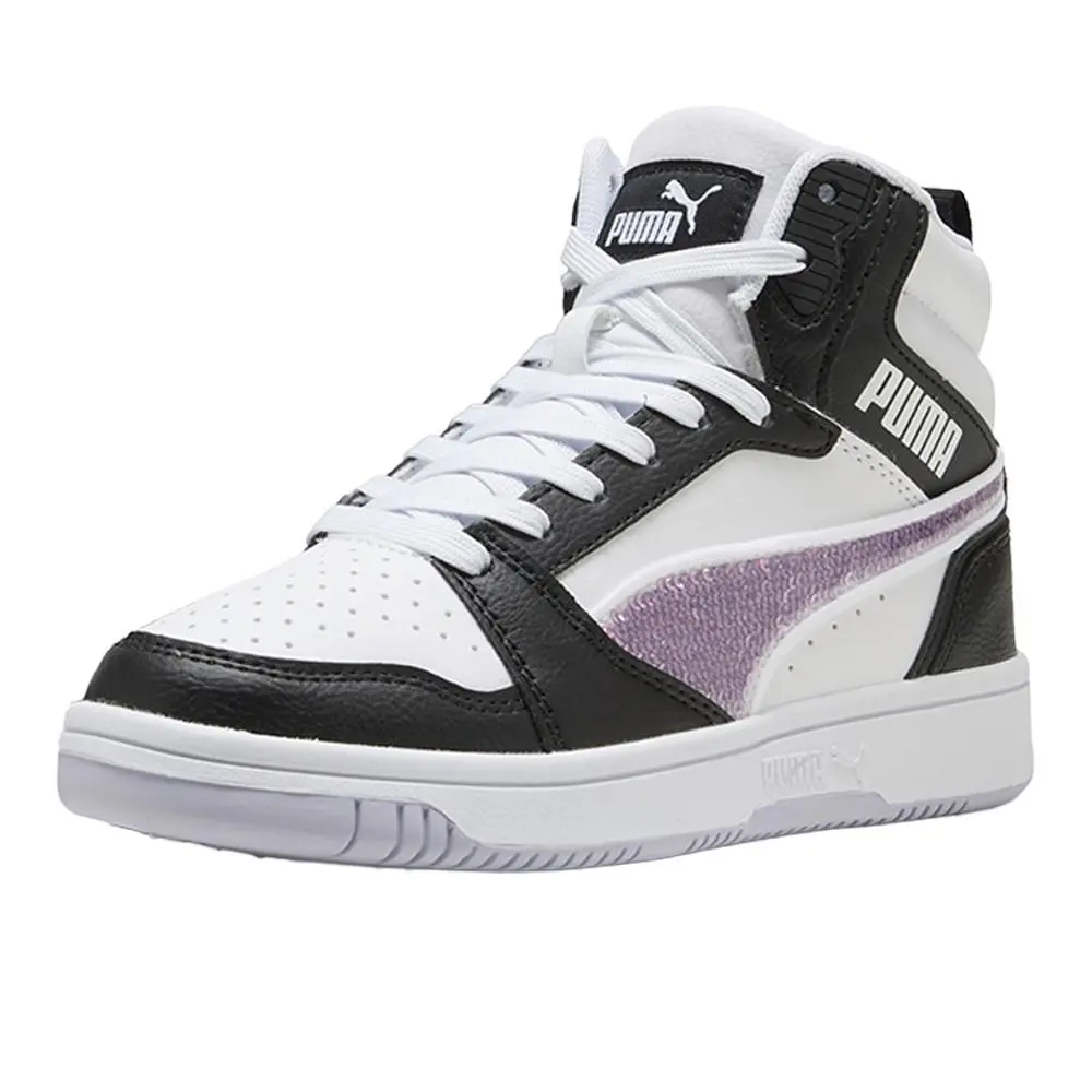 Puma shoes - PUMA Rebound V6 Mid Sequins Lace Up  Youth - 40578401 - Black, White (UPC: 198555737691) 0