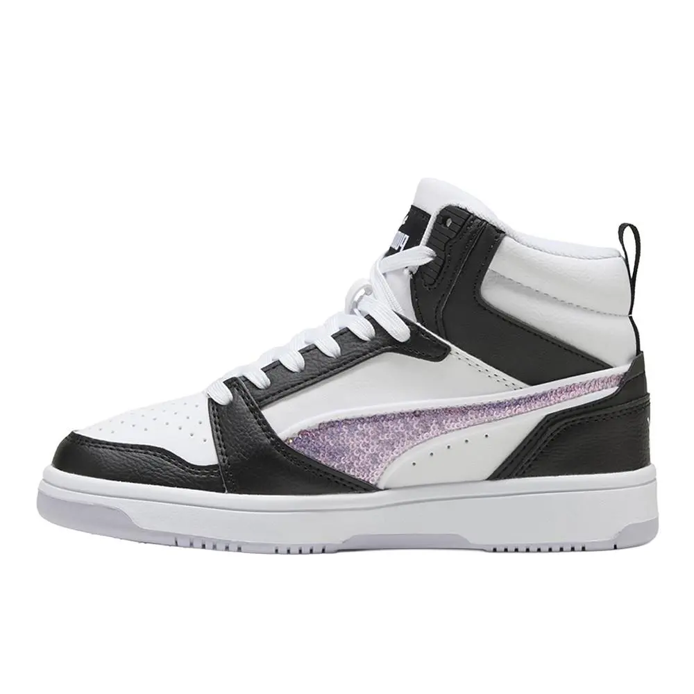 Puma shoes - PUMA Rebound V6 Mid Sequins Lace Up  Youth - 40578401 - Black, White (UPC: 198555737691) 1