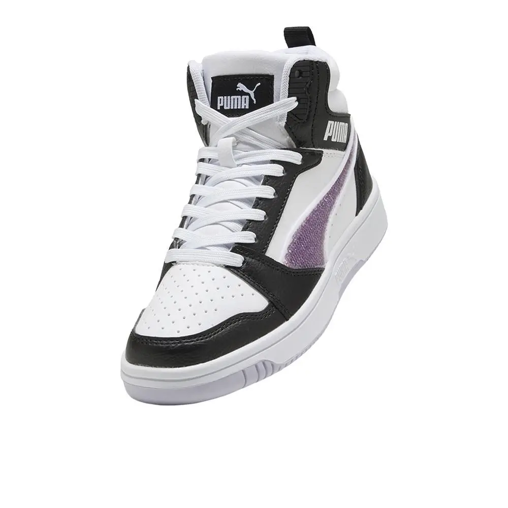 Puma shoes - PUMA Rebound V6 Mid Sequins Lace Up  Youth - 40578401 - Black, White (UPC: 198555737691) 4