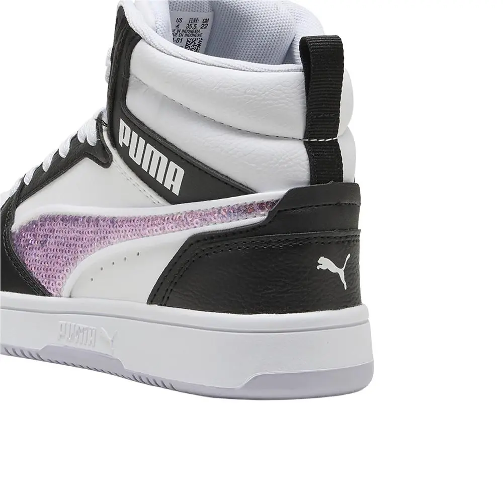 Puma shoes - PUMA Rebound V6 Mid Sequins Lace Up  Youth - 40578401 - Black, White (UPC: 198555737691) 5