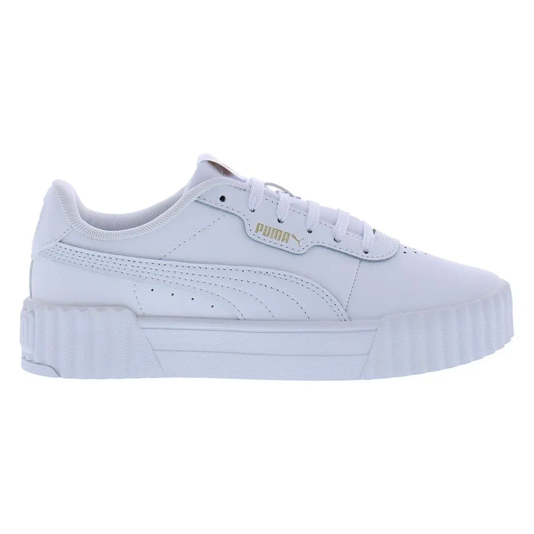 Puma Carina 3.0 Leather Womens Shoes Size 6.5 Color: White/gold - White/Gold