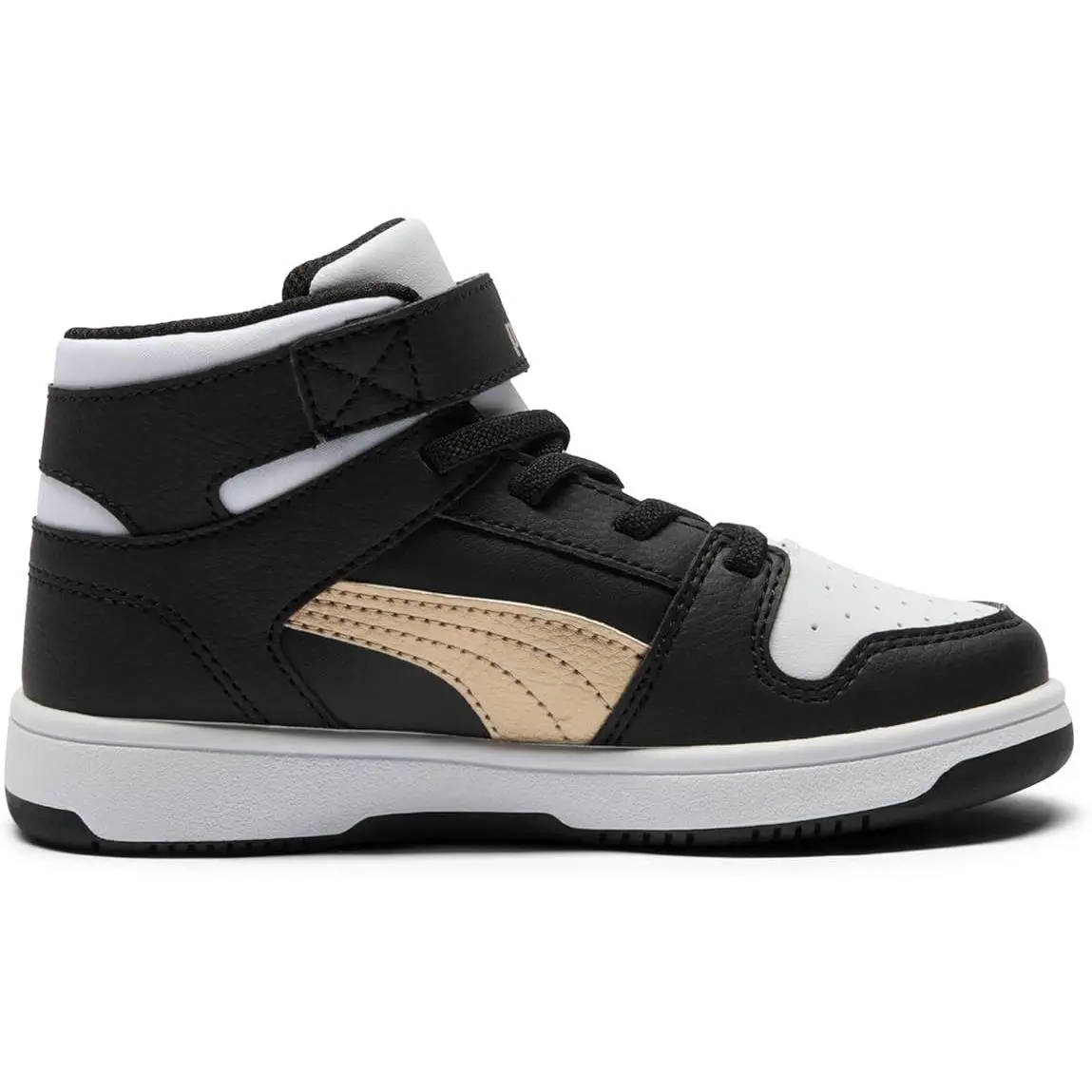 Puma shoes - Rebound Layup Mid Hook & Loop - Black / Gold / White (UPC: 197672688978) 1