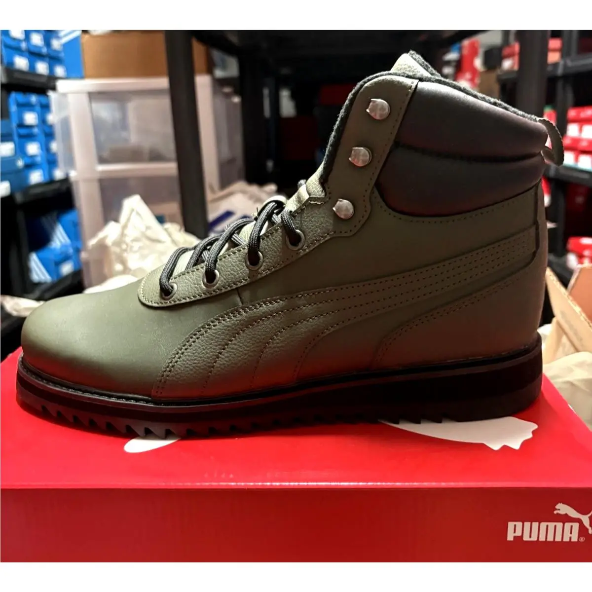 Mens Puma Desierto V2 UT L Leather Army Green Walking Hiking Boots - Sz 10.5
