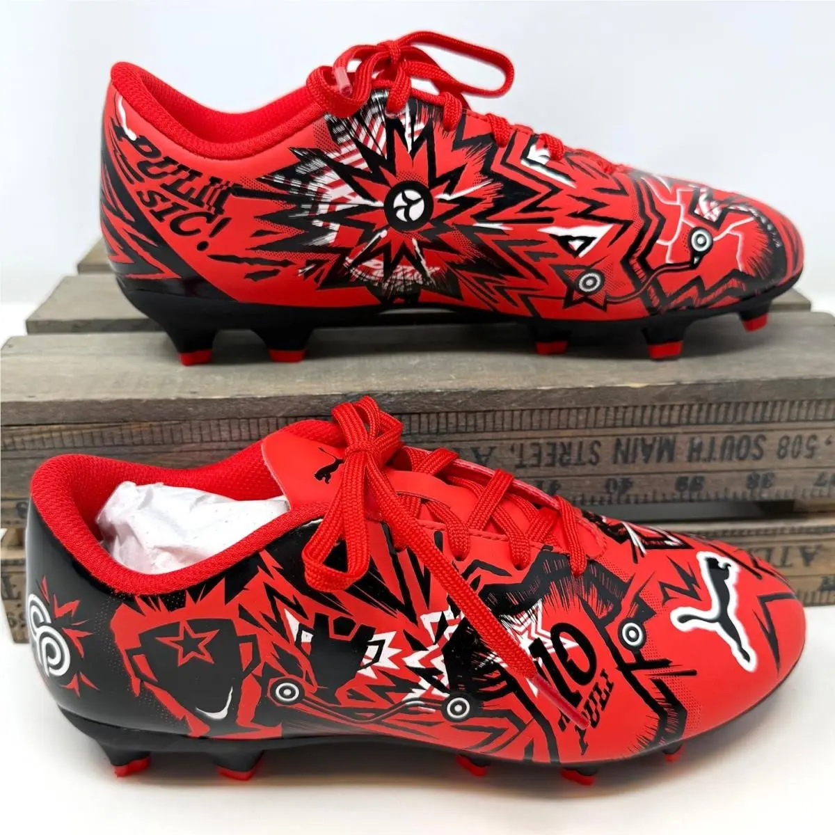 Puma Youth Kids Boys Ultra Play CP Fg/ag Soccer Cleats In Red Black Size 4.5
