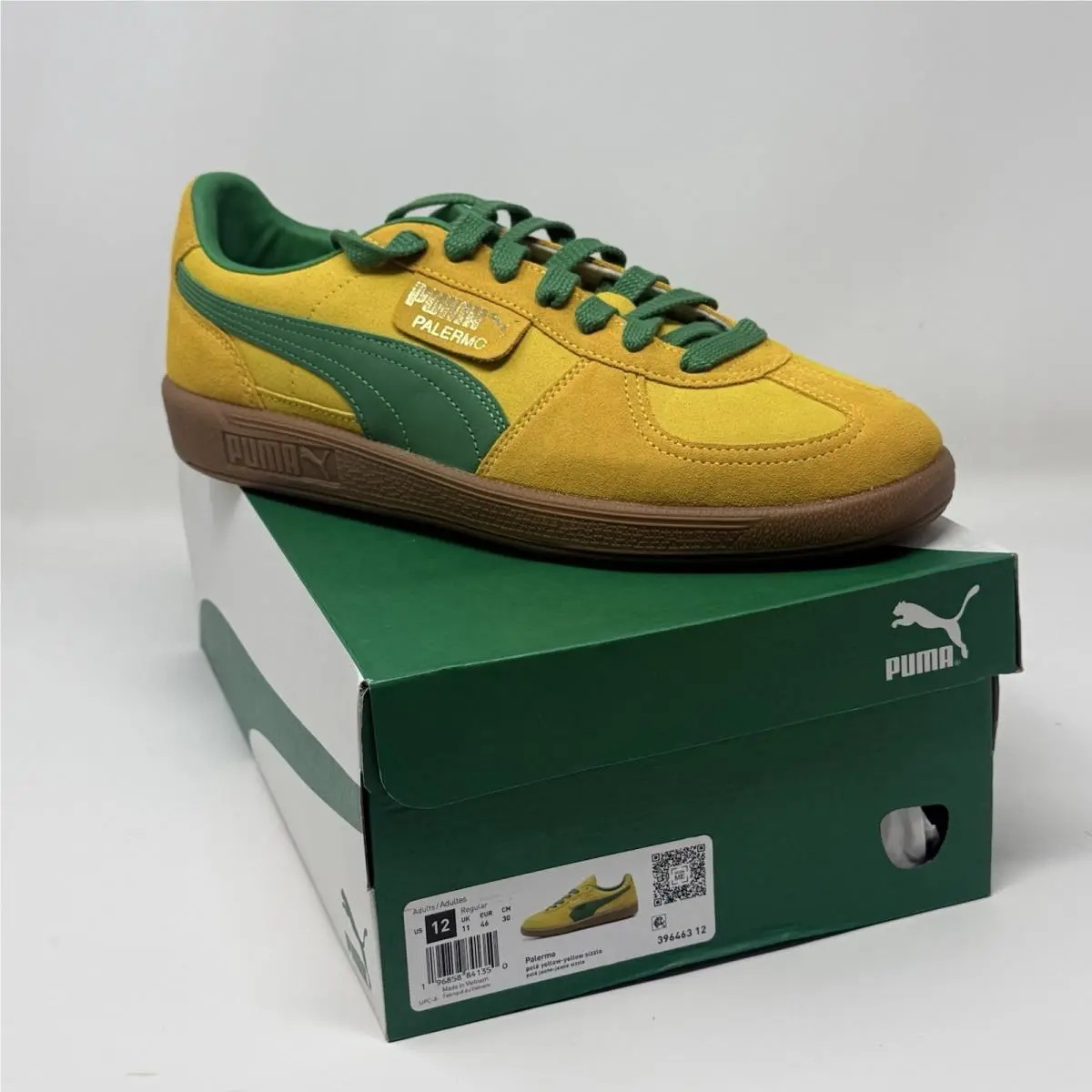 Puma Palermo Sneakers Mens 12 Yellow Green Suede Skate Casual Classic Shoes