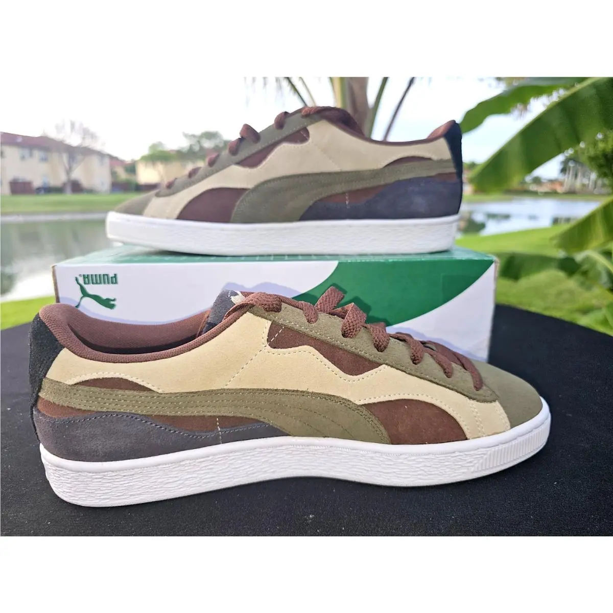 Mens Size 11 Puma Suede Camo Wave Sneakers 389277 01 Puma Olive-chestnut Brown