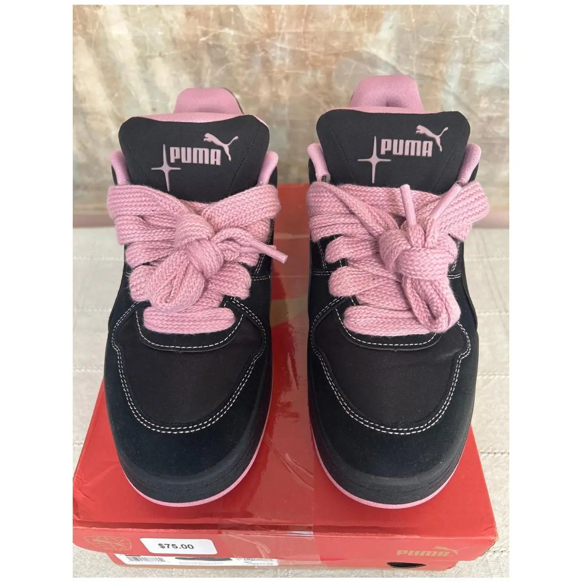 Puma Park Luna Satin Princess 402514 Women`s Black Pink Chunky Sneaker Size 8.5