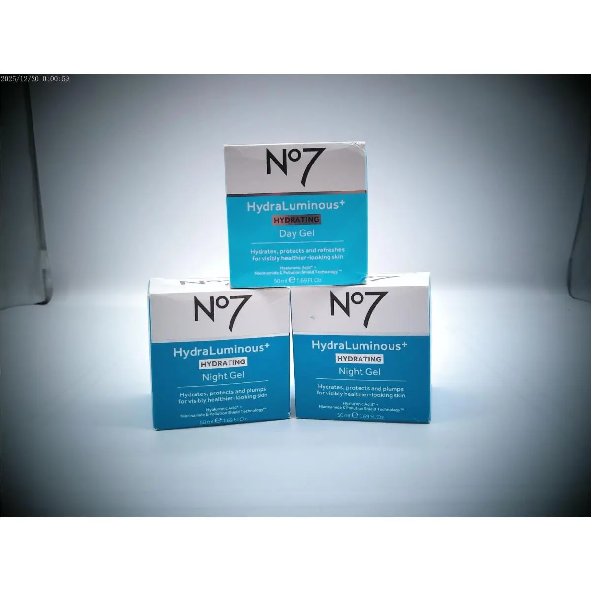 3Pk-  Hydraluminous+ Hydrating Day/night Gel Fragrance Free 1.69 Fl. Oz. Ea by No7