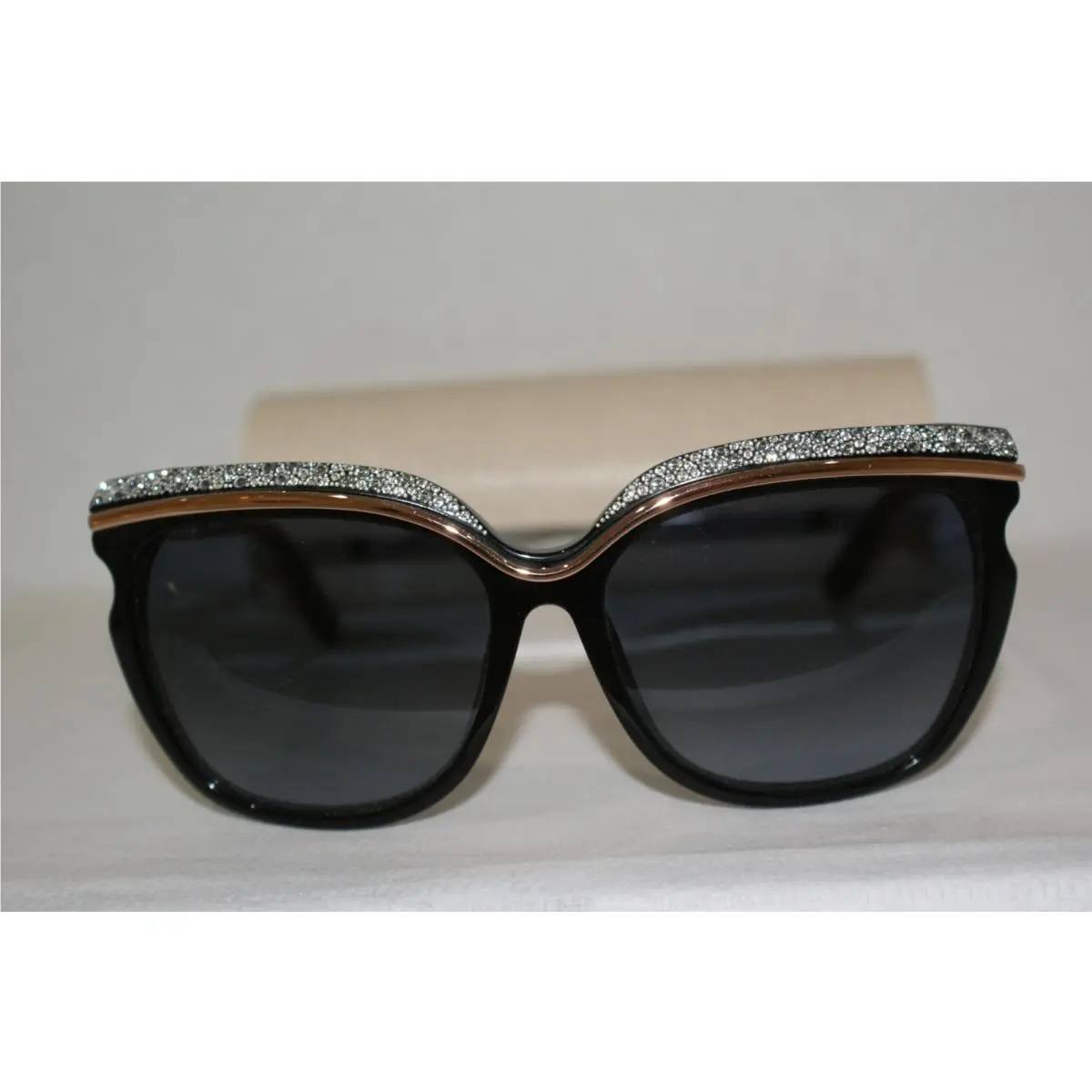 Authe Jimmy Choo Sunglasses Sophia/s W Stones Black 807HD 58-16 W Orig Case