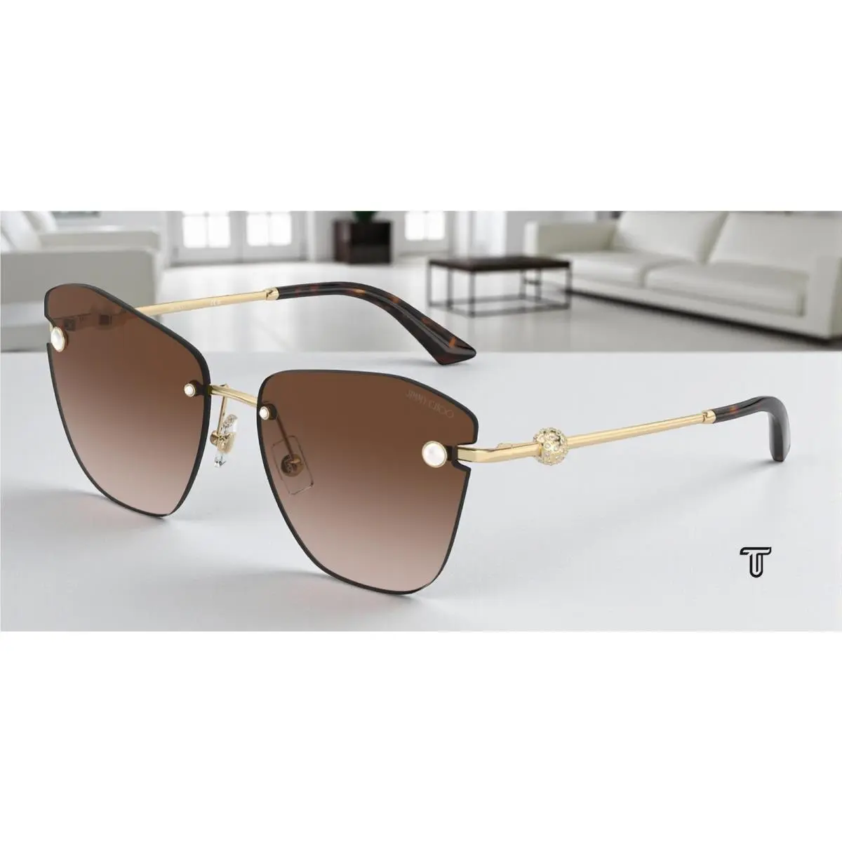 Jimmy Choo JC4004HB 300613 Pale Gold Gradient Brown 59 mm Women`s Sunglasses