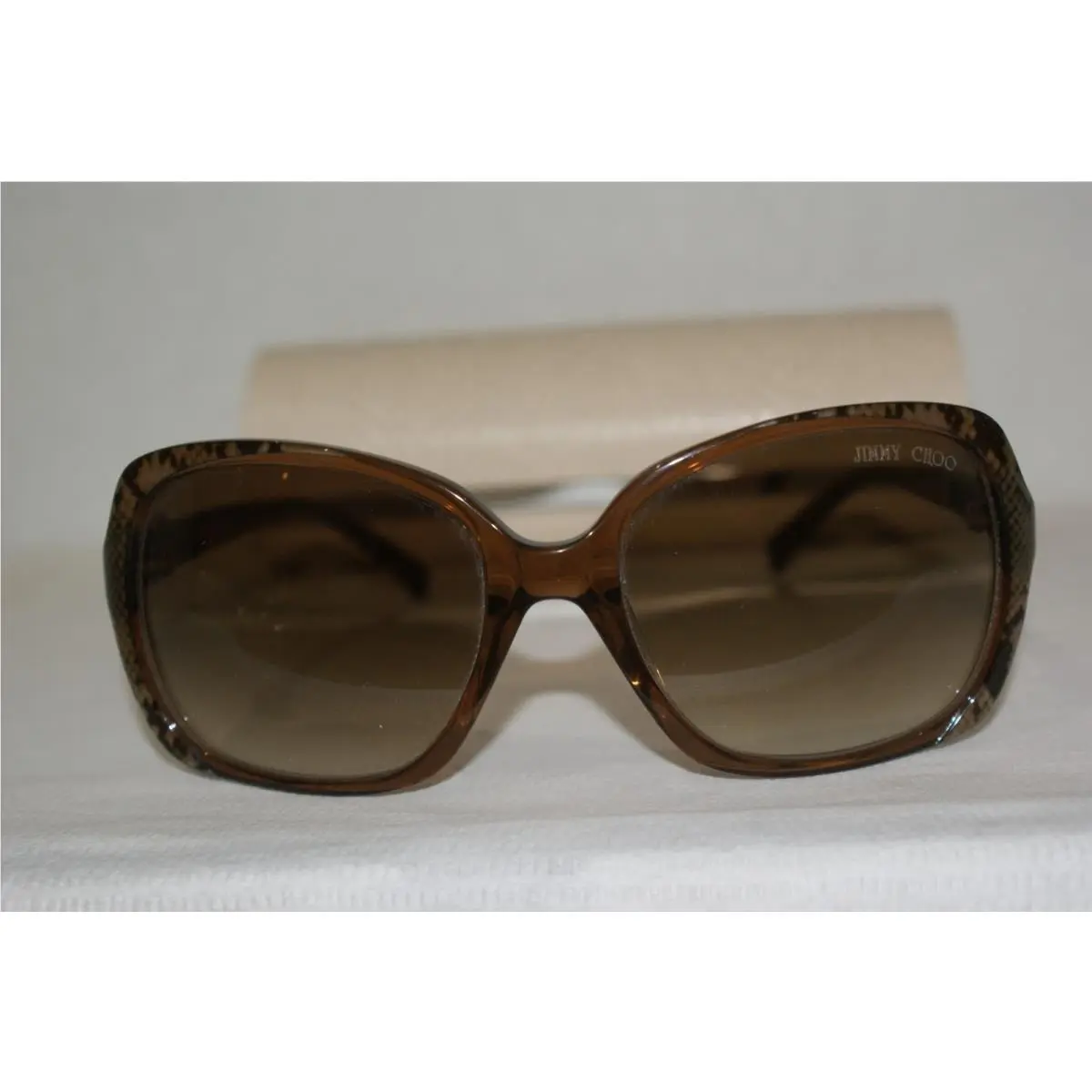 Authent Jimmy Choo Sunglasses Lela/s Brown Snake YO9JD 57-18 W Origin Case