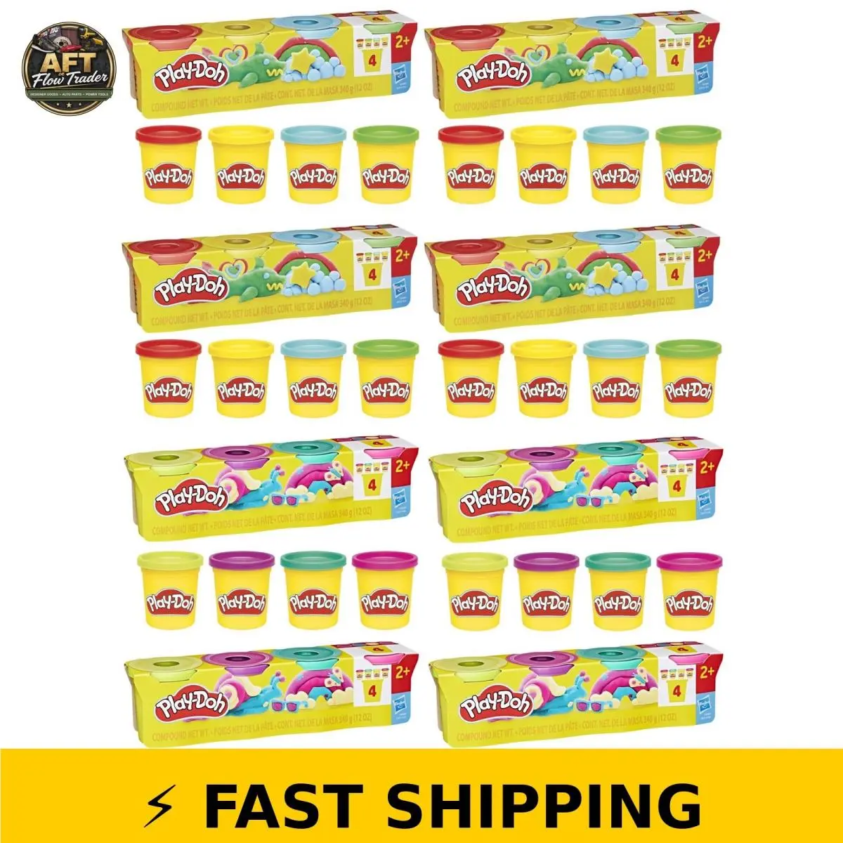 Play-doh 4 Pack Vibrant Colors 3 Ounce Cans - Kids Arts Crafts
