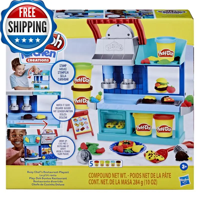 Play-doh Kitchen Creations Busy Chefs Restaurant Playset 2-Sided Play Kitchen