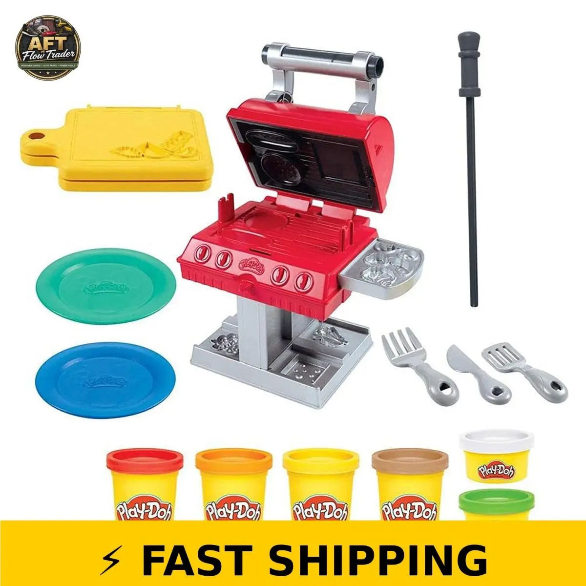 Play-doh Grill `n Stamp Playset For Kids 3+ with 6 Colors Accessories