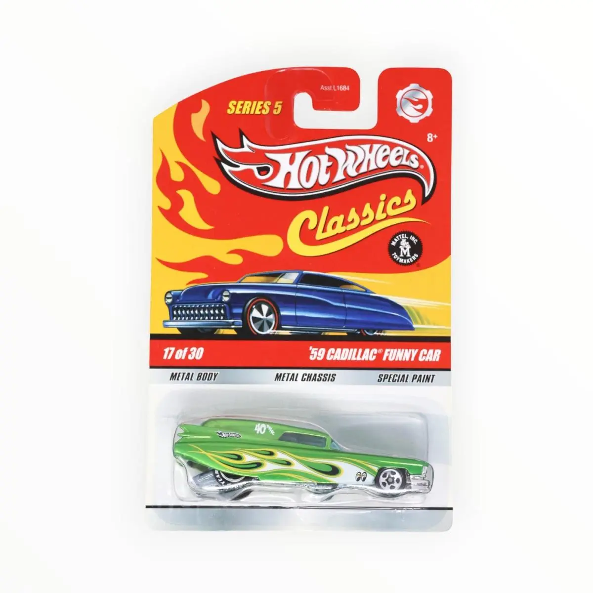 Hot Wheels `59 Cadillac Funny Car 17 - Green - 2009 Hot Wheels Classics A