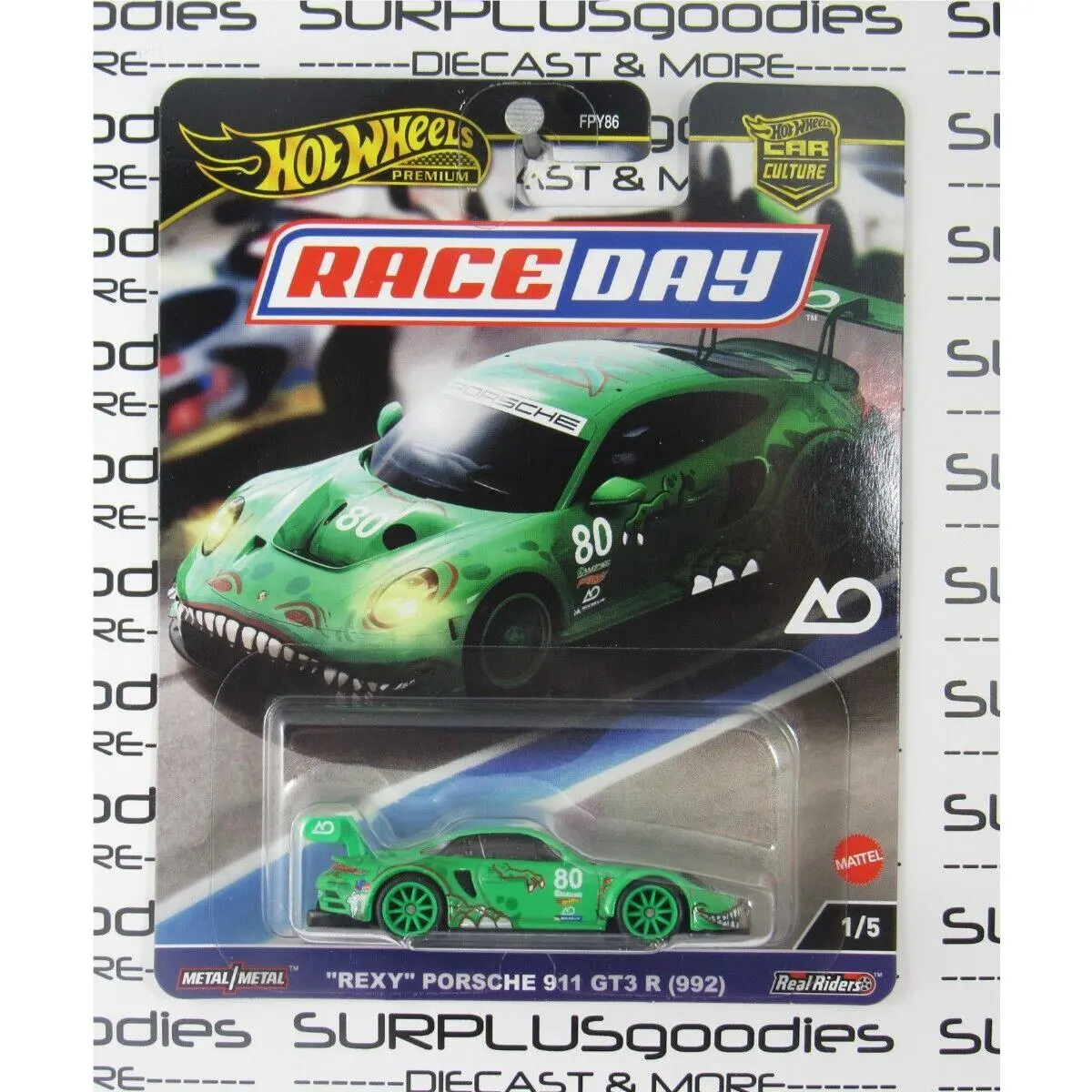 Hot Wheels 911 GT3 R (992) 2024 Hot Wheels Car Culture: Race Day Green Porsche 911 GT3 R 992 Rexy