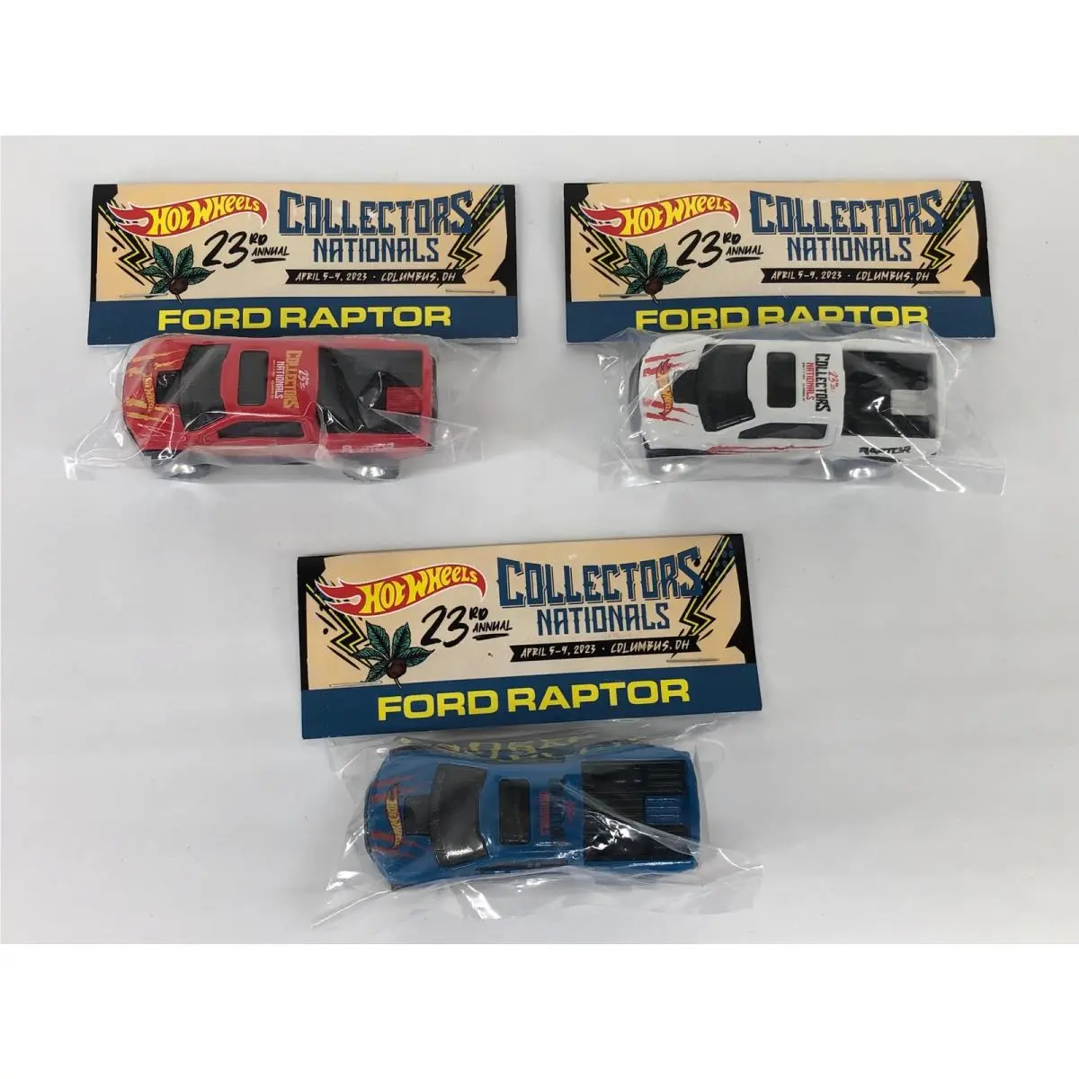Hot Wheels 23rd Nationals Ford Raptor 3 Car Baggie Set
