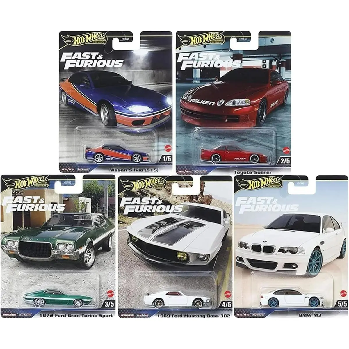 2024 Fast Furious Premium Die-cast 5-Pack Mix 2 HNW46-956F Nissan Silvia S15