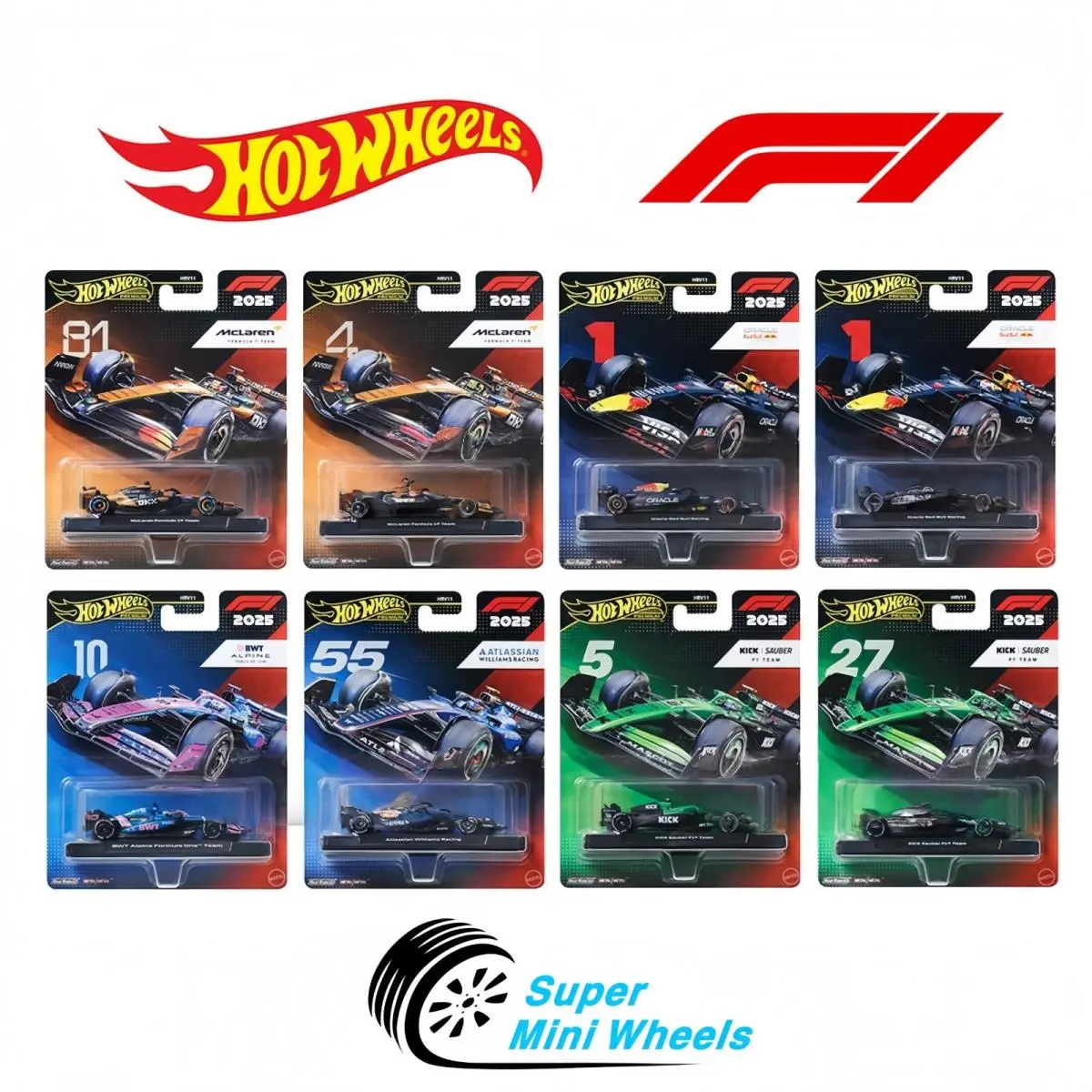 2026 Hot Wheels 1:64 Premium Formula 1 - 2025 Season - K Case - Set of 8 Cars