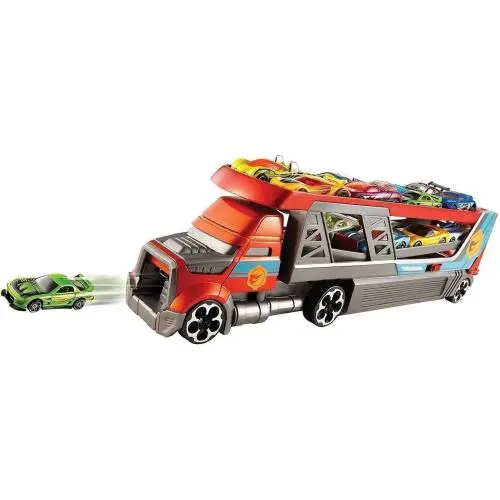 Hot Wheels Blastin` Rig Vehicle Includes 3 Hot Wheels Cars Kid Powered Launcher
