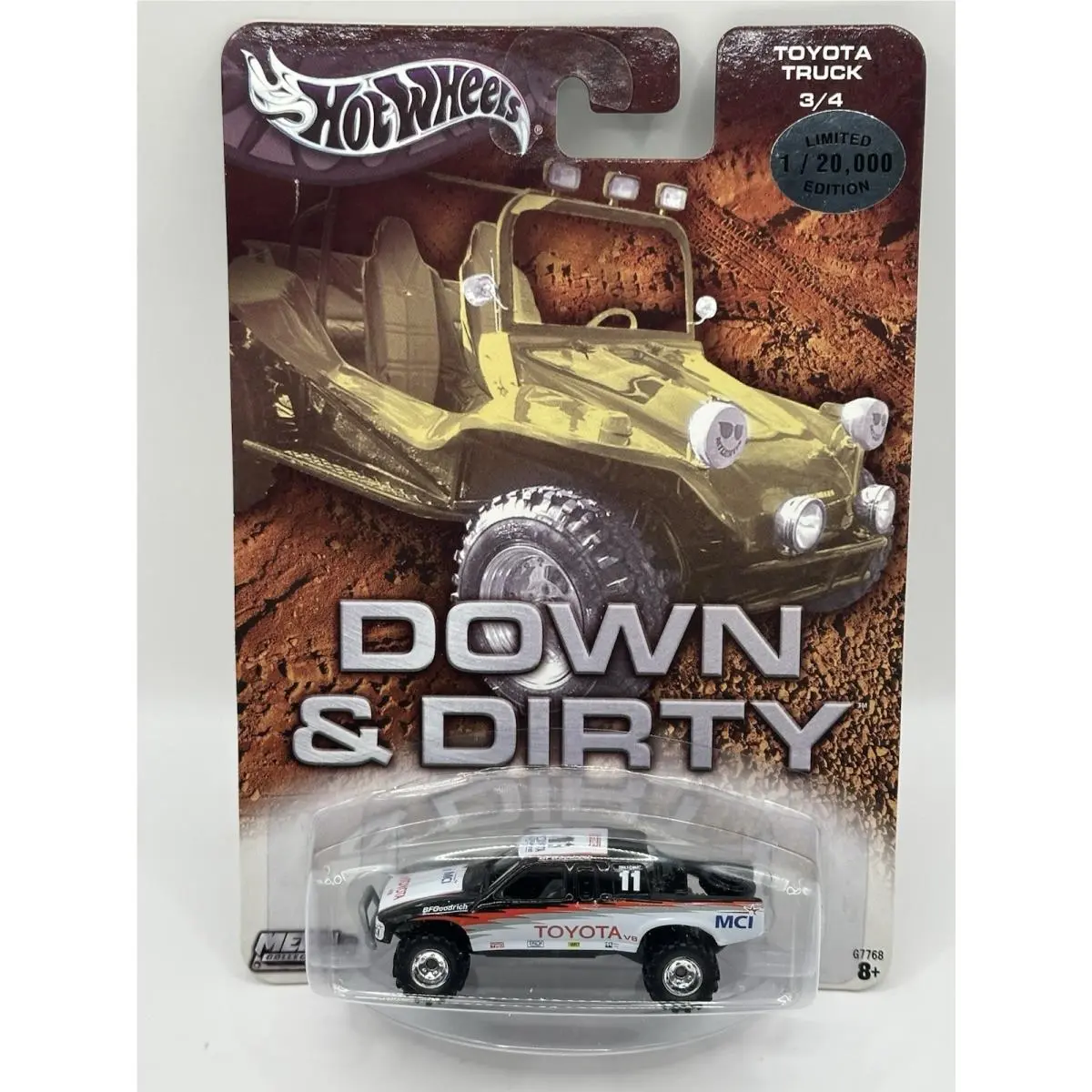 Hot Wheels Down Dirty Toyota Truck Black White