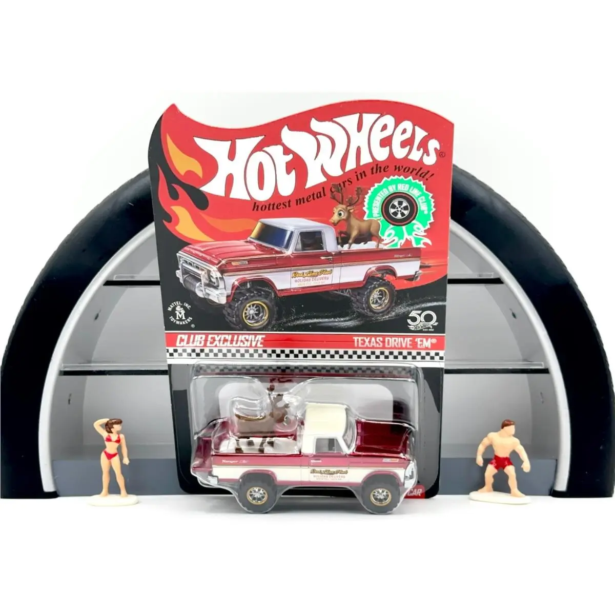 Hot Wheels 2018 Rlc Redline Club Holiday Car Red Texas Drive `em W/protector