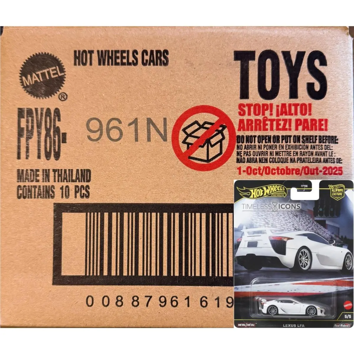 Hot Wheels Car Culture 2025 Timeless Icons - Lexus Lfa 5/5 - Case of 10 - White