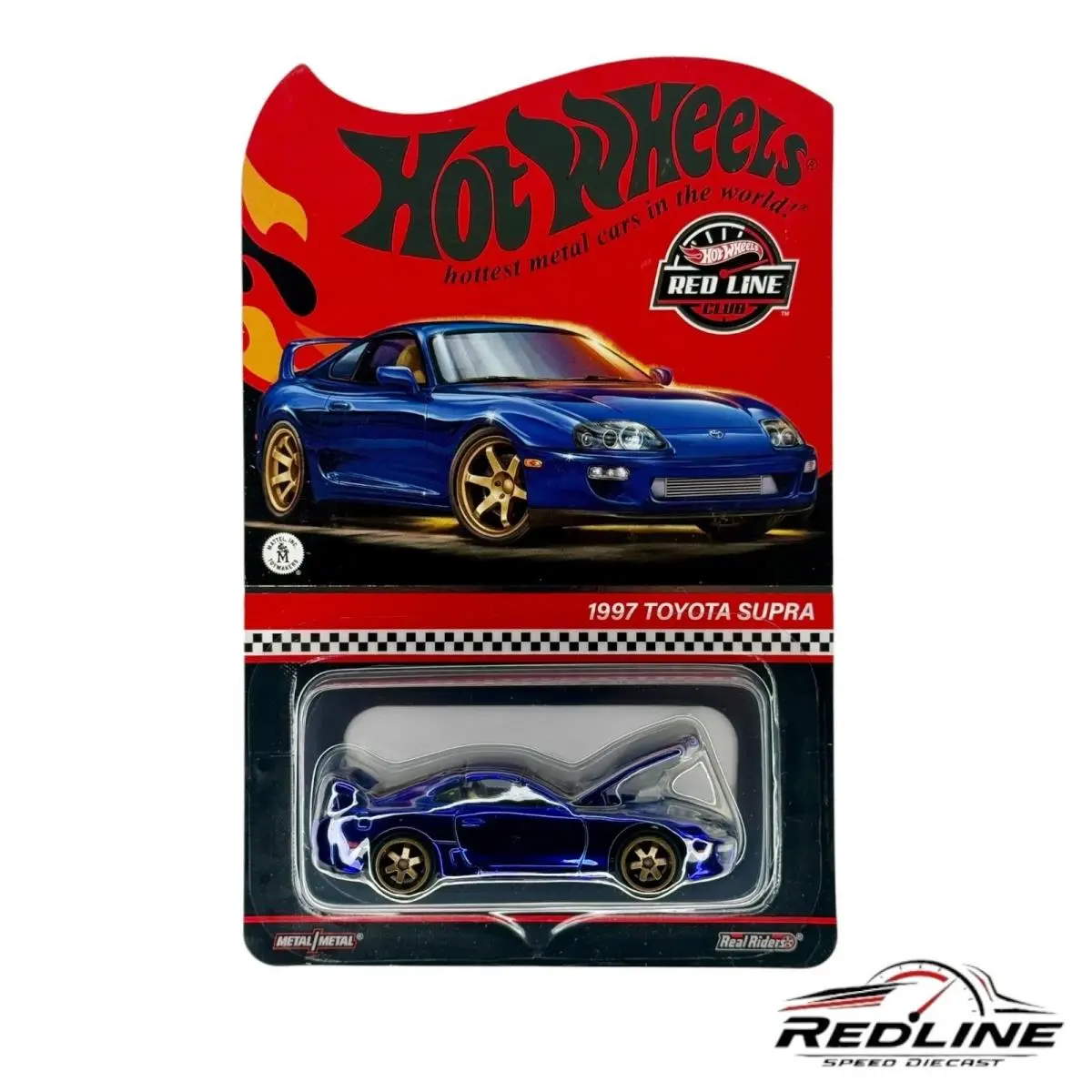 Hot Wheels Red Line Club 1997 Toyota Supra Blue H28 - Blue, Gold