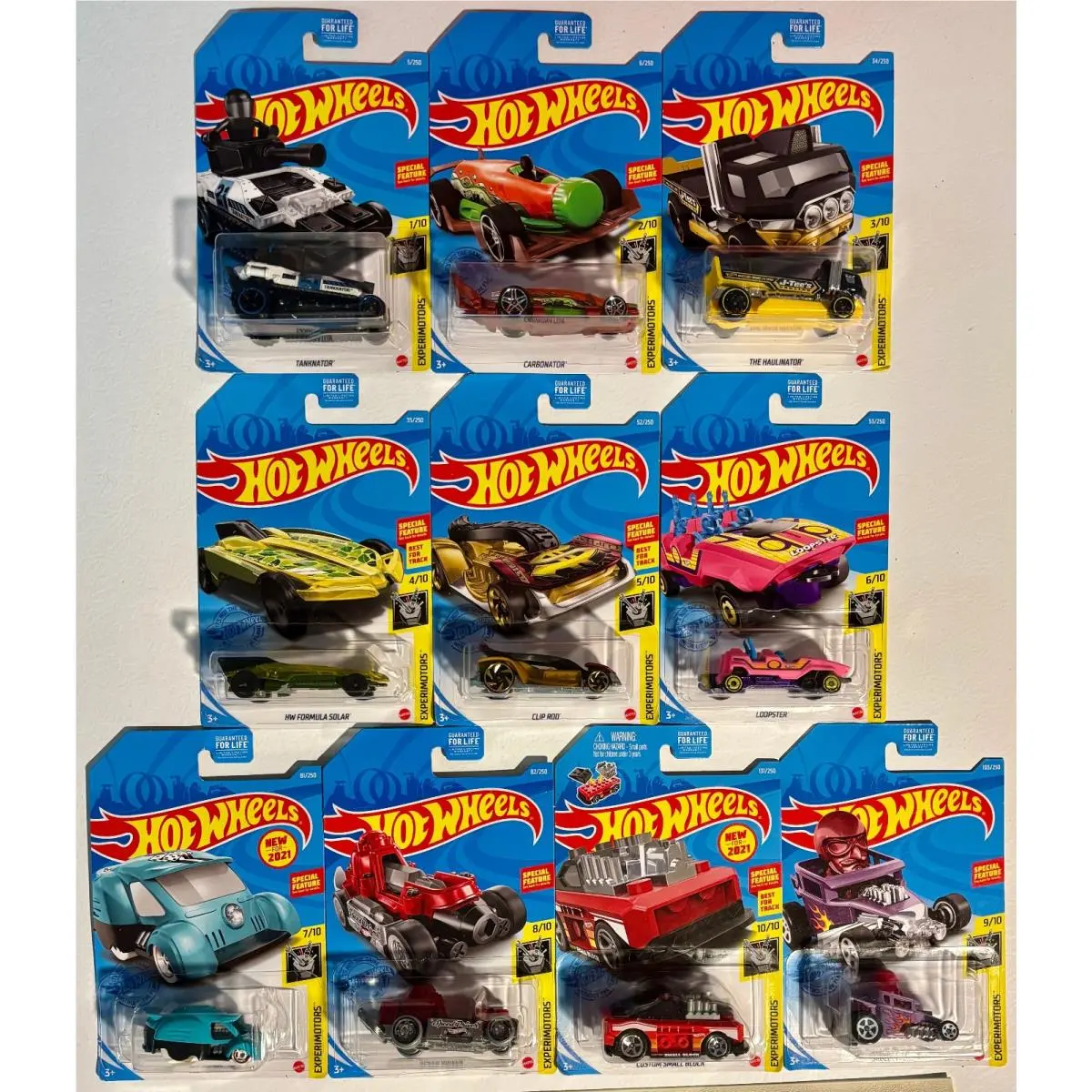 Hot Wheels 2021 Experimotors Series GRX72 1:64 Scale Set of 10