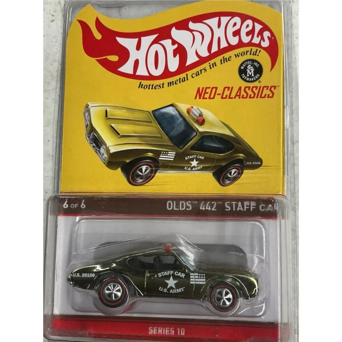 Hot Wheels Hwc/rlc Series 10 Neo-classics Olds 442 Staff Car Army Redline Green