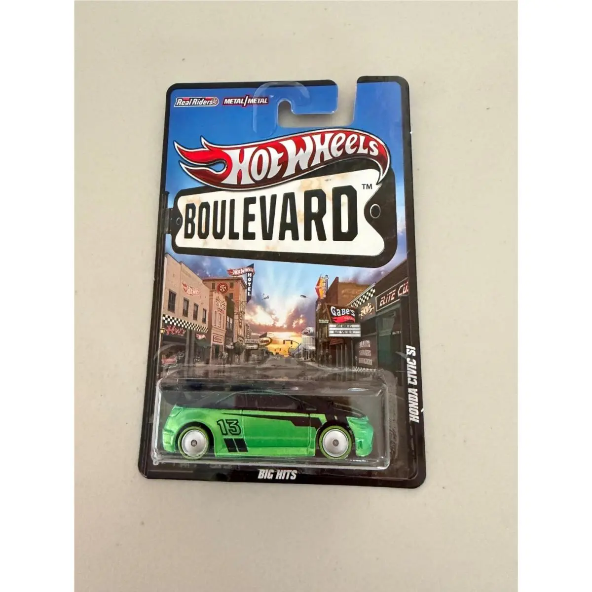 Hot Wheels 2012 Boulevard Big Hits Honda Civic Si Green Real Riders AF9