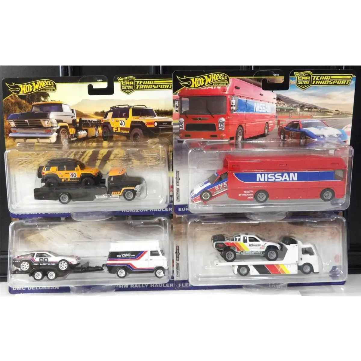 Hot Wheels Car Culture Team Transports Toyota Nissan Delorean