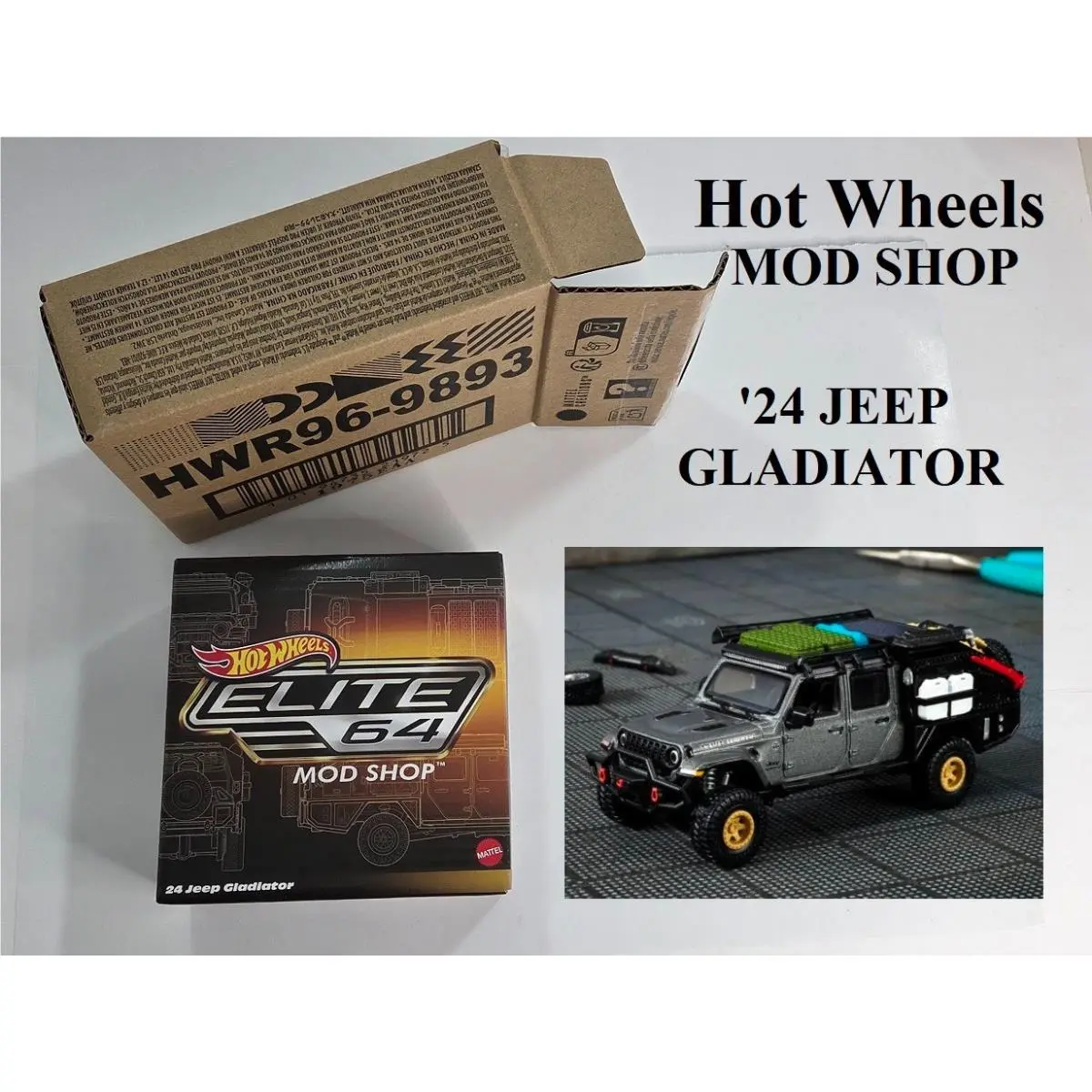 `24 Jeep Gladiator HWR96 Hot Wheels Elite 64 Mod Shop Still