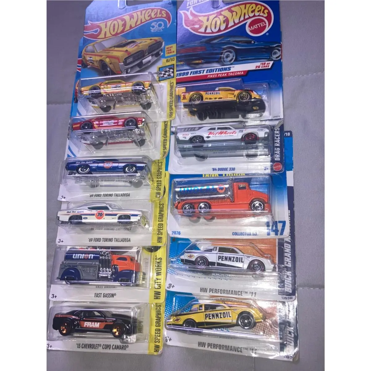 Hot Wheels Automotive Logo Pennzoil Union 76 Fram Lot of 11