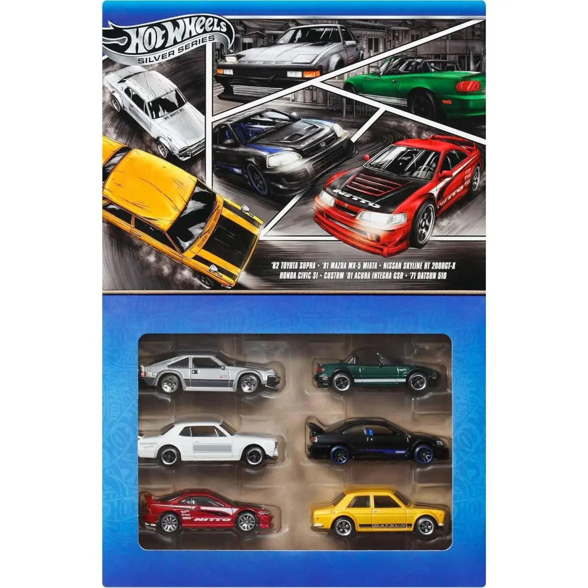 Hot Wheels 1:64 Scale Die-cast Toy Cars Set of 6 Japanese Vehicles with Elevate