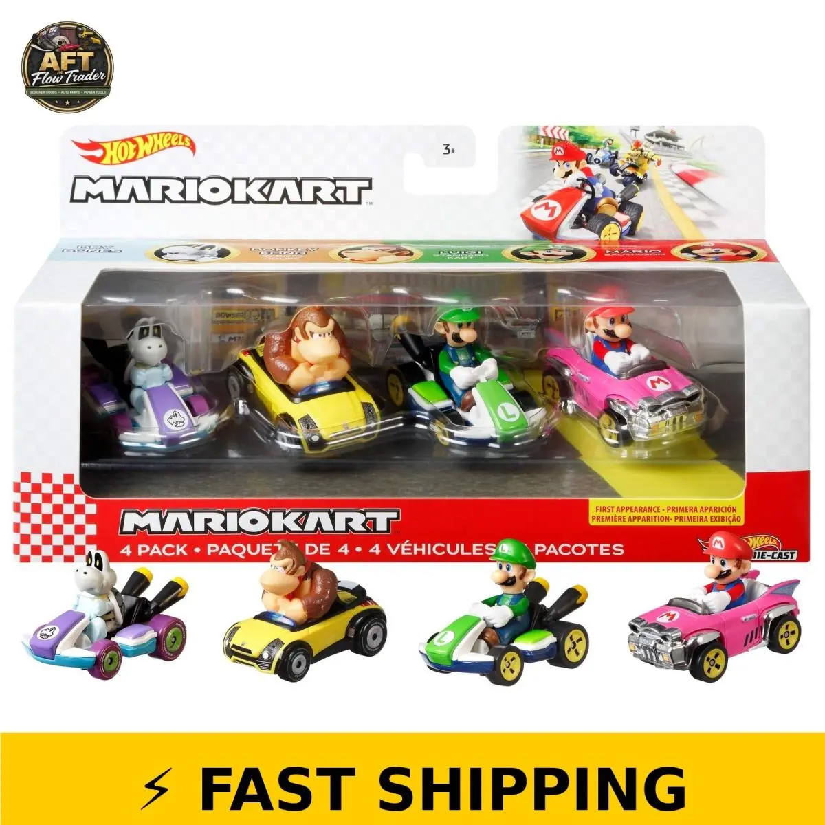 Hot Wheels Mario Kart Vehicle 4-Pack - Set of 4 Die-cast Characters