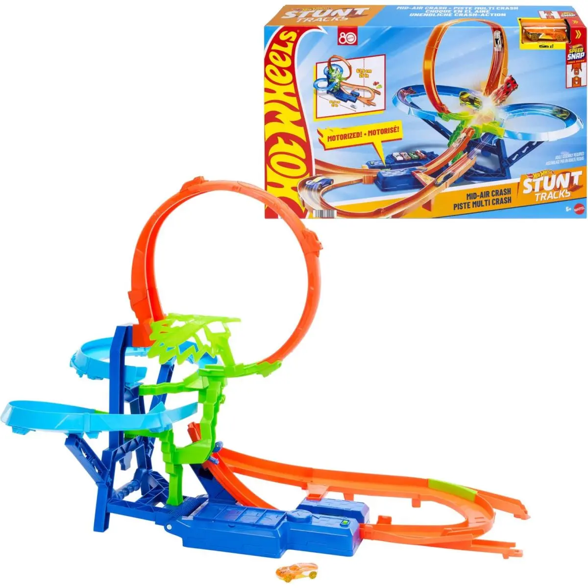 Toy Car Track Set Stunt Track Mid-air Crash with 1:64 Scale Die-cast Toy