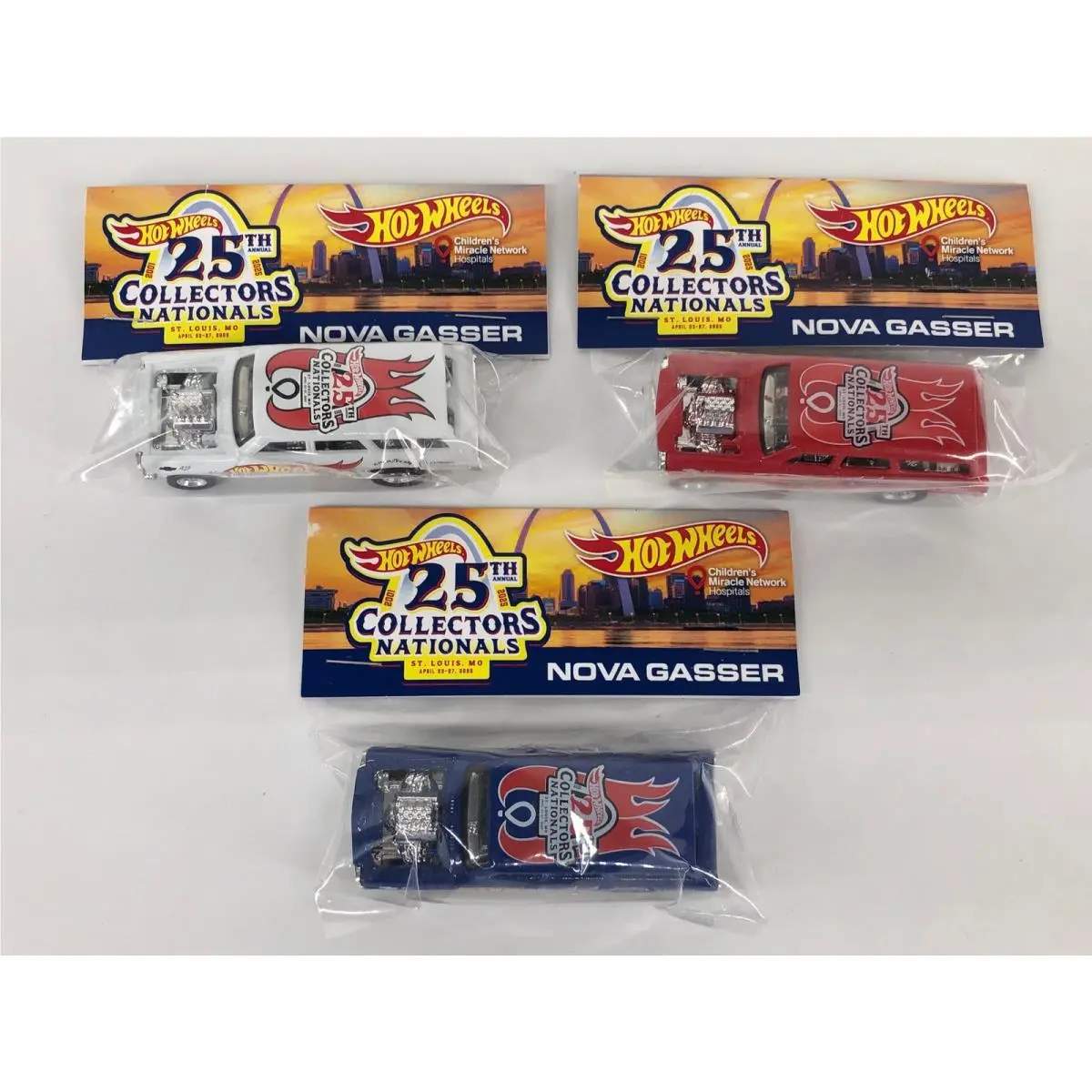 Hot Wheels 25th Collectors Nationals Nova Gasser 3 Car Baggie Set