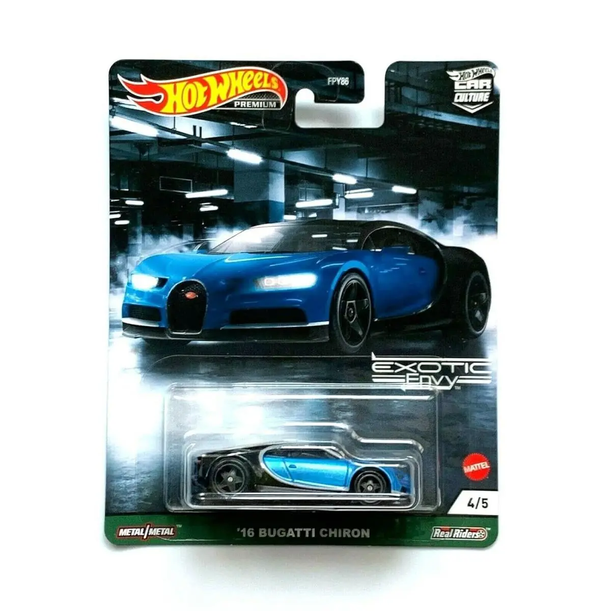 Hot Wheels Premium Car Culture Exotic Envy 4/5 `16 Bugatti Chiron Blue/black