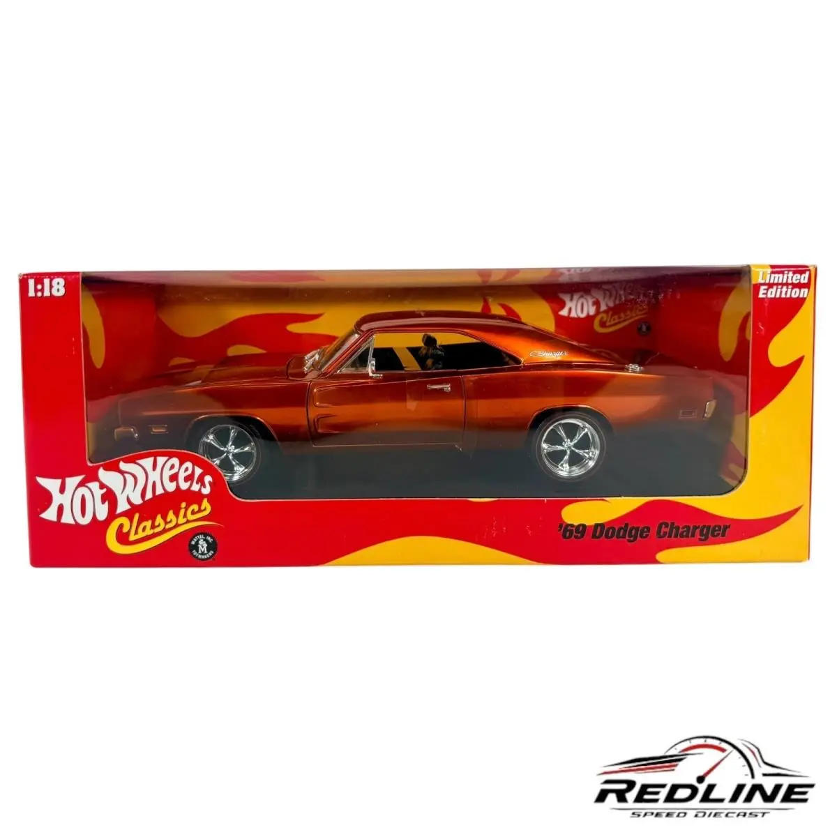 Hot Wheels Classic 1969 Dodge Charger Burnt Orange C1 1:18