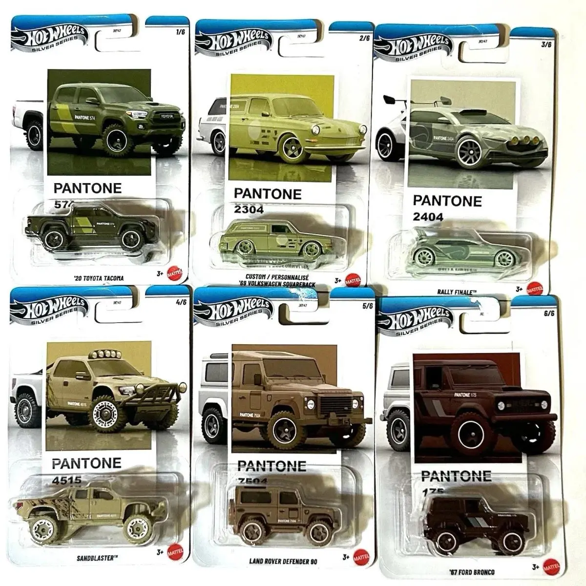 Hot Wheels 2026 Silver Series Pantone Mix 2 – Complete Set of 6 Cars 1:64 Die-ca