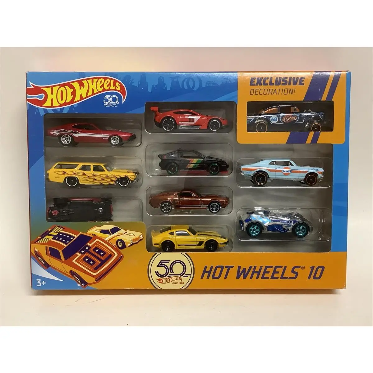 Hot Wheels 50th Anniversary 1:64 Diecast Car 10-Pack Exclusive Decoration