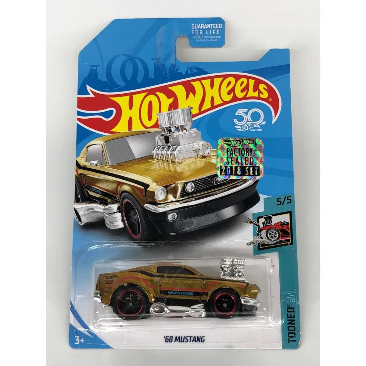 Hot Wheels `68 Mustang Gold 2018 Super Treasure Hunt Tooned 5/5