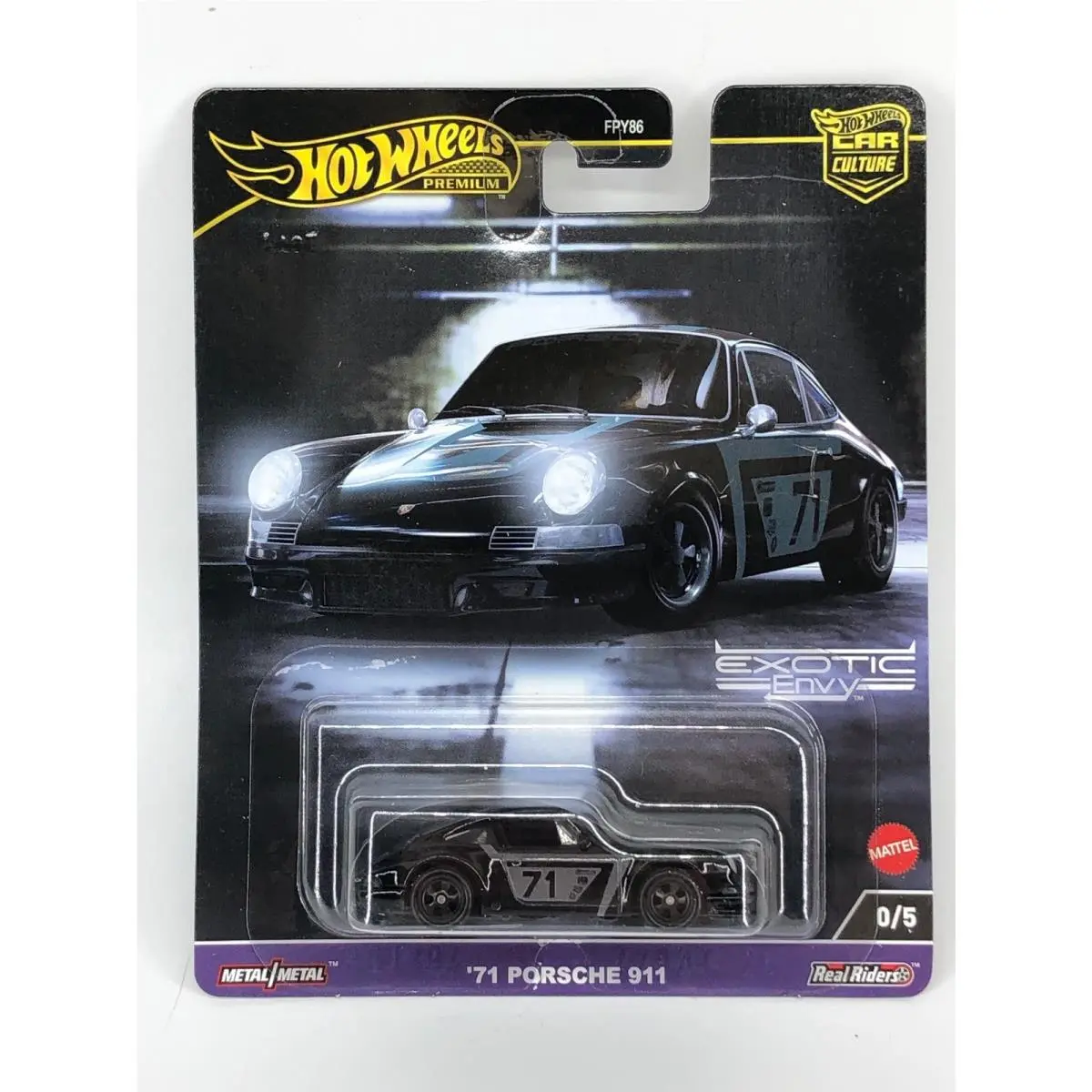 Hot Wheels Premium `71 Porsche 911 Black Exotic Envy 0/5 Chase