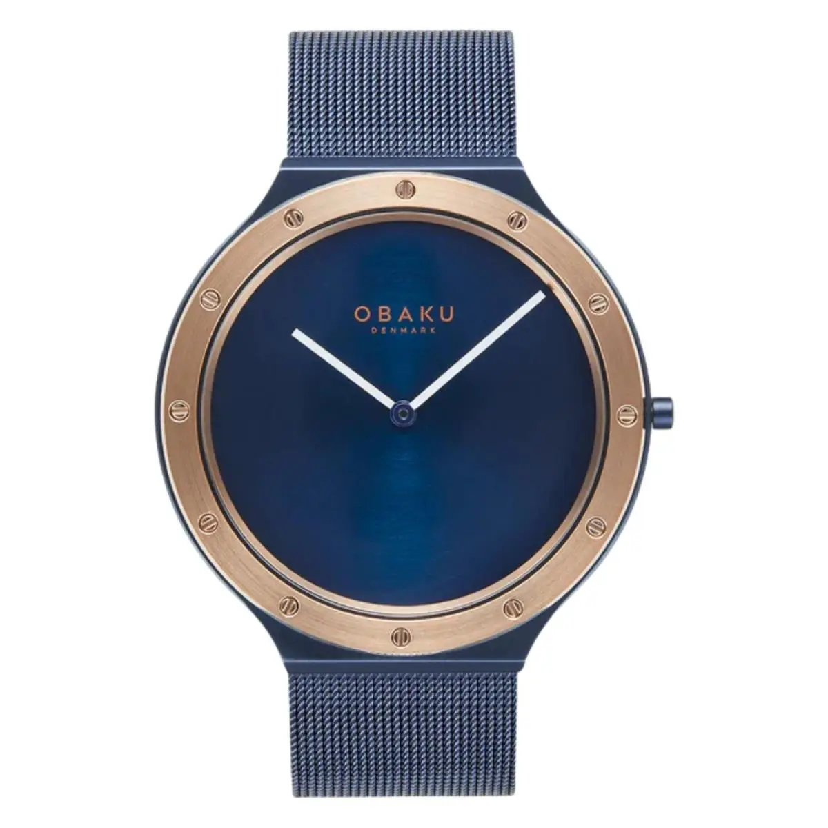 Obaku Men`s Analog Blue Dial Watch - V285GXSLML