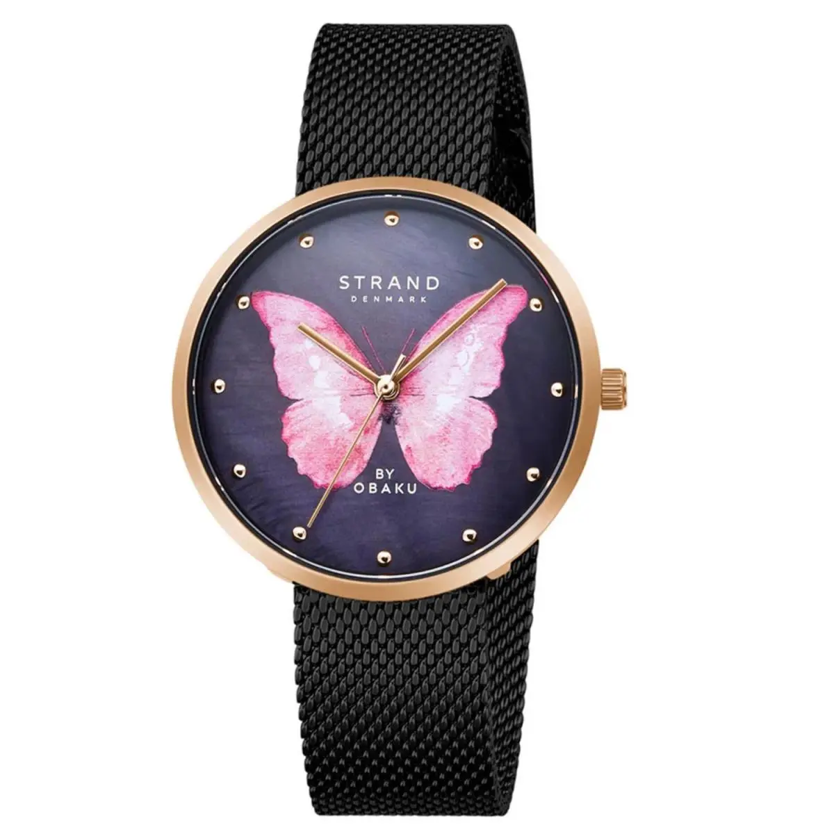Obaku Women`s Butterfly Blue Dial Watch - S700LXVBMB-DBP