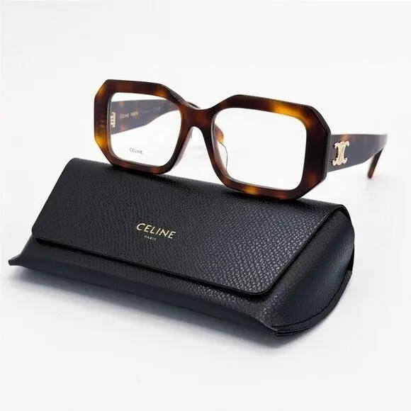 CL50155I 053 Celine Geometric Havana Brown Eyeglasses Celine
